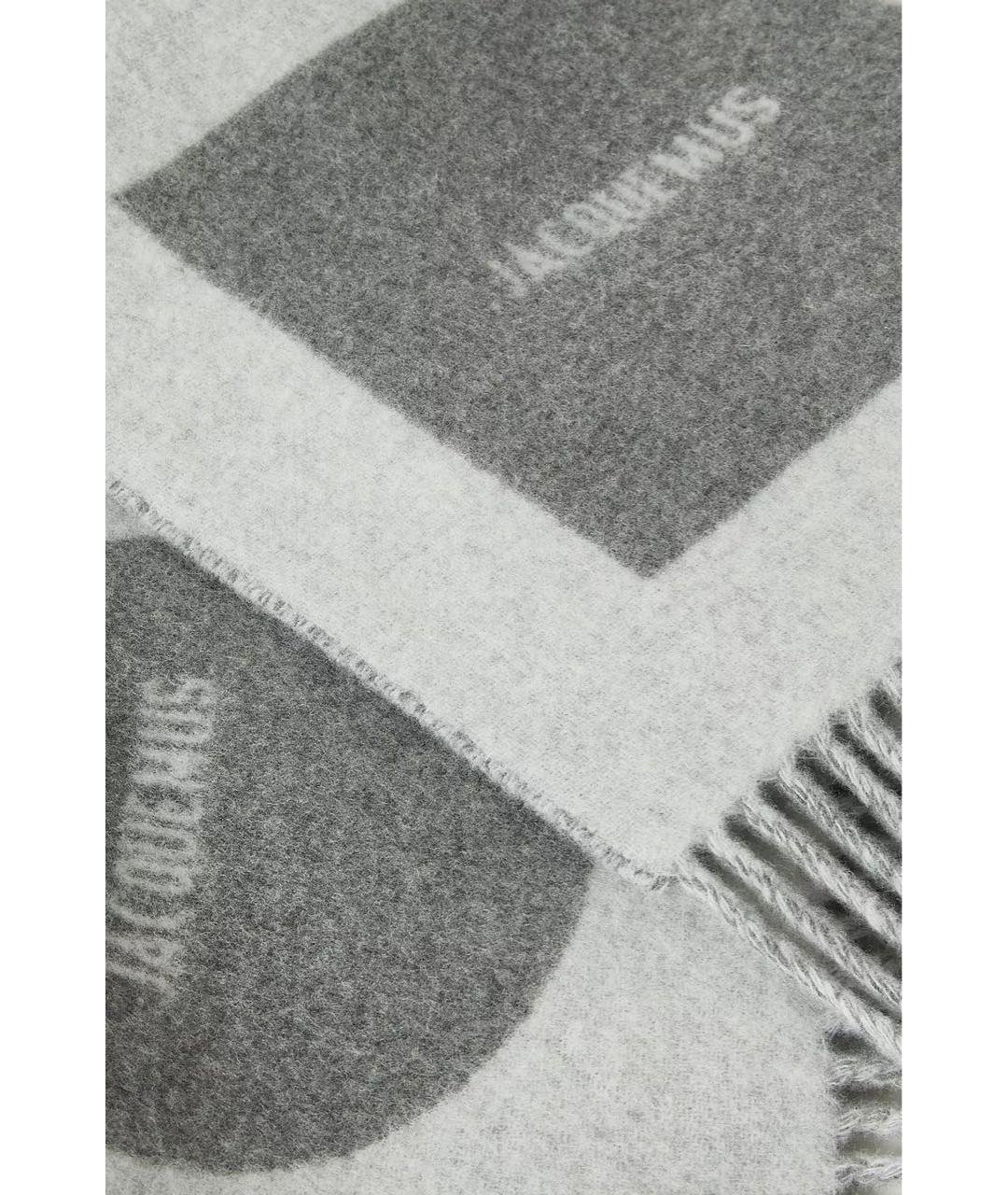 JACQUEMUS Серый шерстяной шарф, фото 4