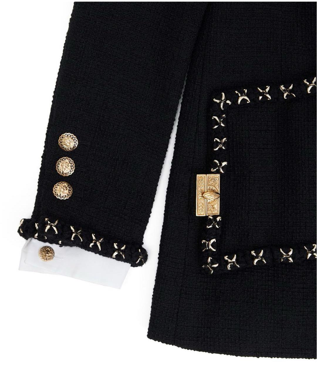 CHANEL Черный твидовый жакет/пиджак, фото 6