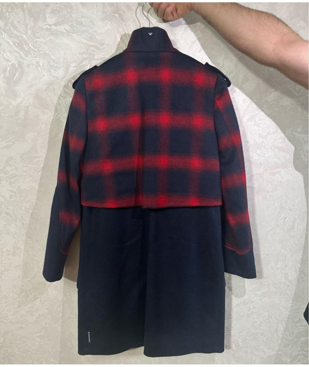 ARMANI JEANS Темно-синее шерстяное пальто, фото 2