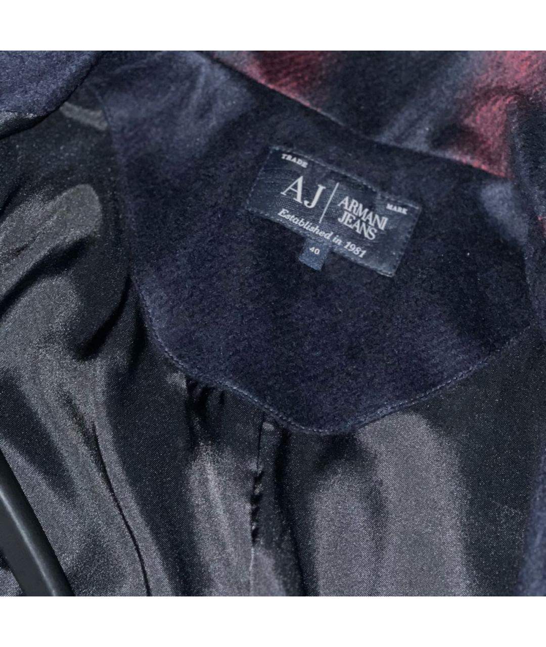 ARMANI JEANS Темно-синее шерстяное пальто, фото 3