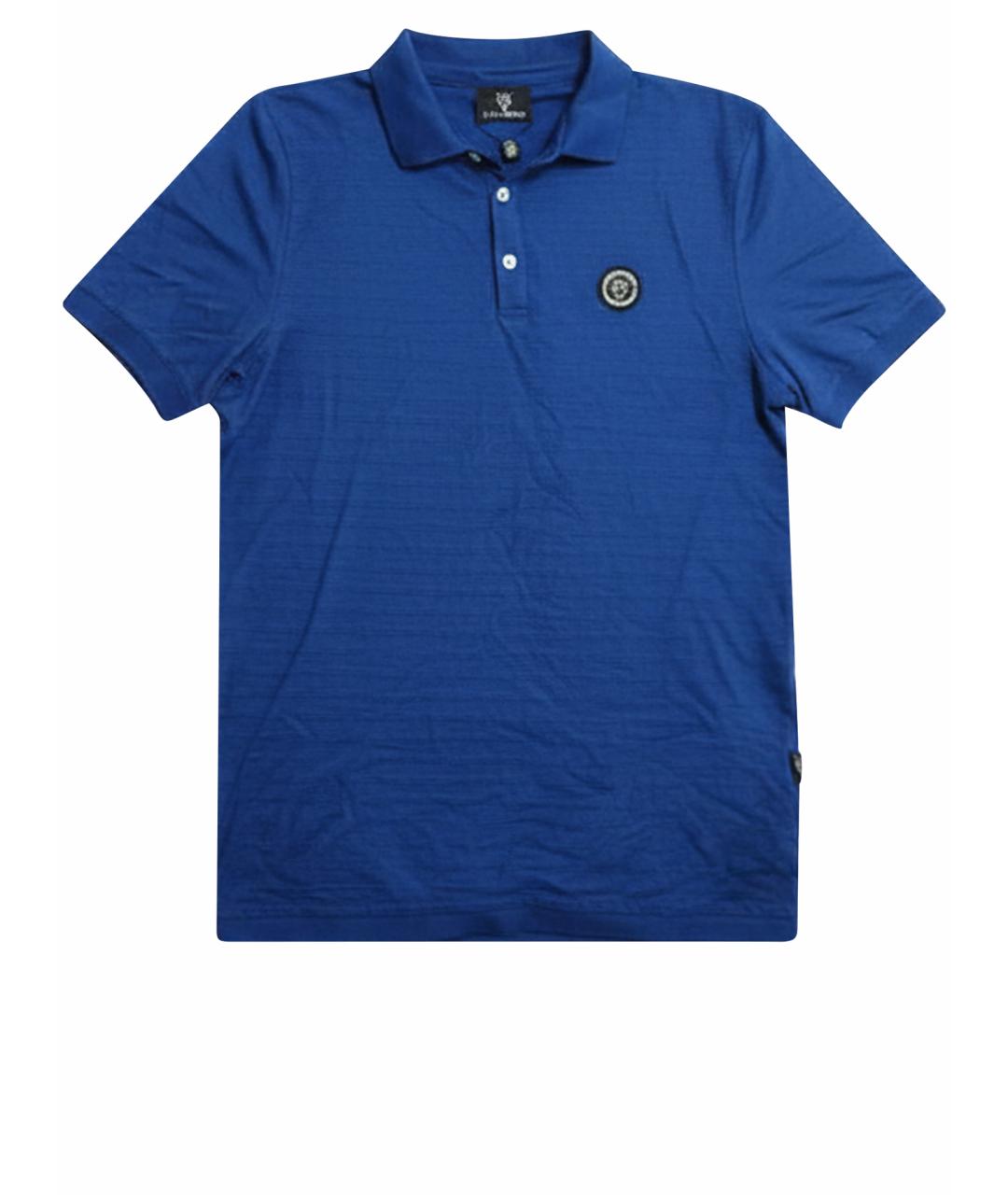 PLEIN SPORT Синее хлопковое поло с коротким рукавом, фото 1
