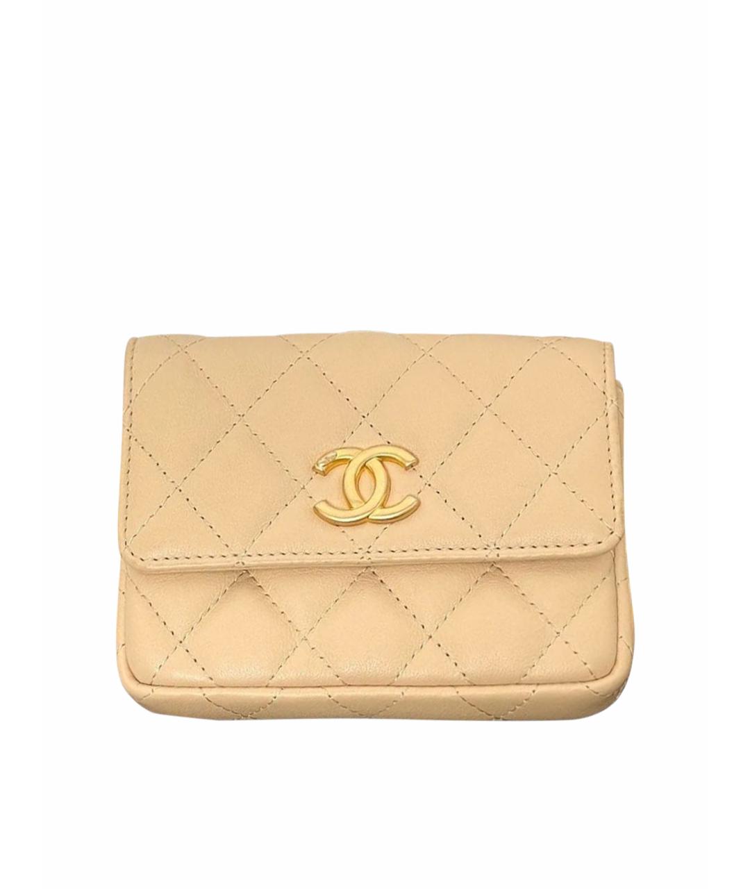 CHANEL Бежевая кожаная сумка через плечо, фото 1