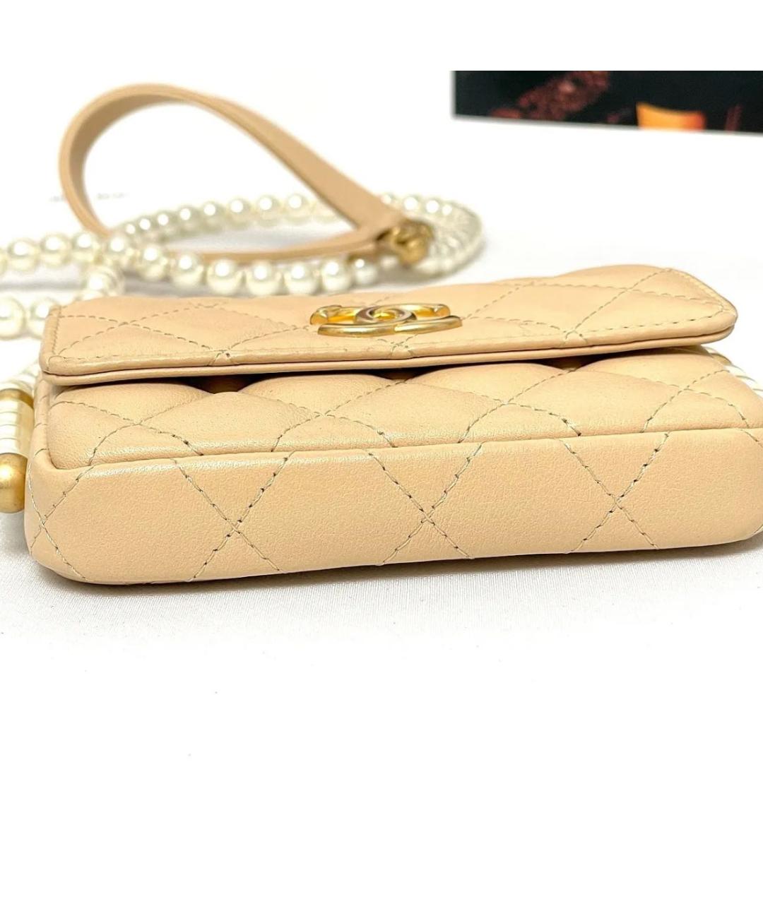 CHANEL Бежевая кожаная сумка через плечо, фото 6