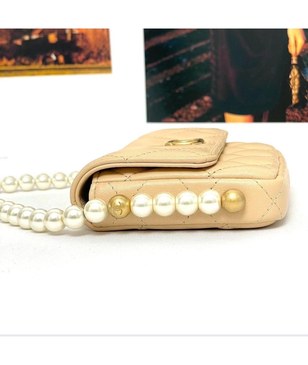 CHANEL Бежевая кожаная сумка через плечо, фото 3