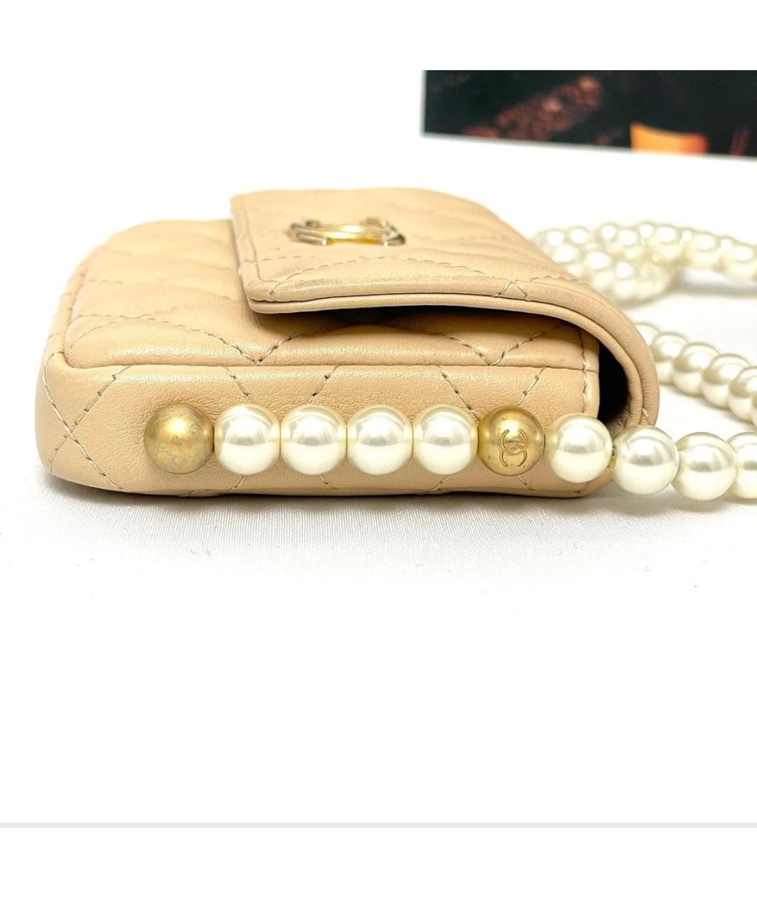 CHANEL Бежевая кожаная сумка через плечо, фото 4