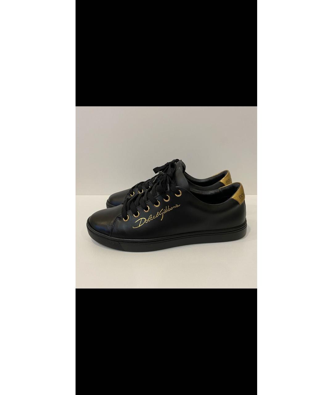 DOLCE&GABBANA Черные кожаные кеды, фото 9