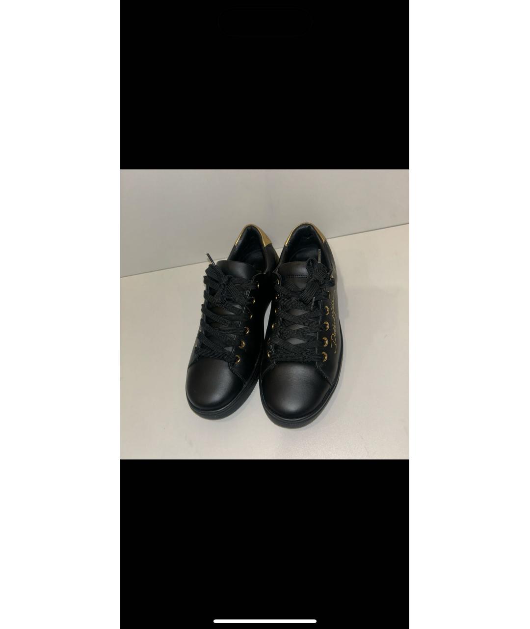 DOLCE&GABBANA Черные кожаные кеды, фото 2