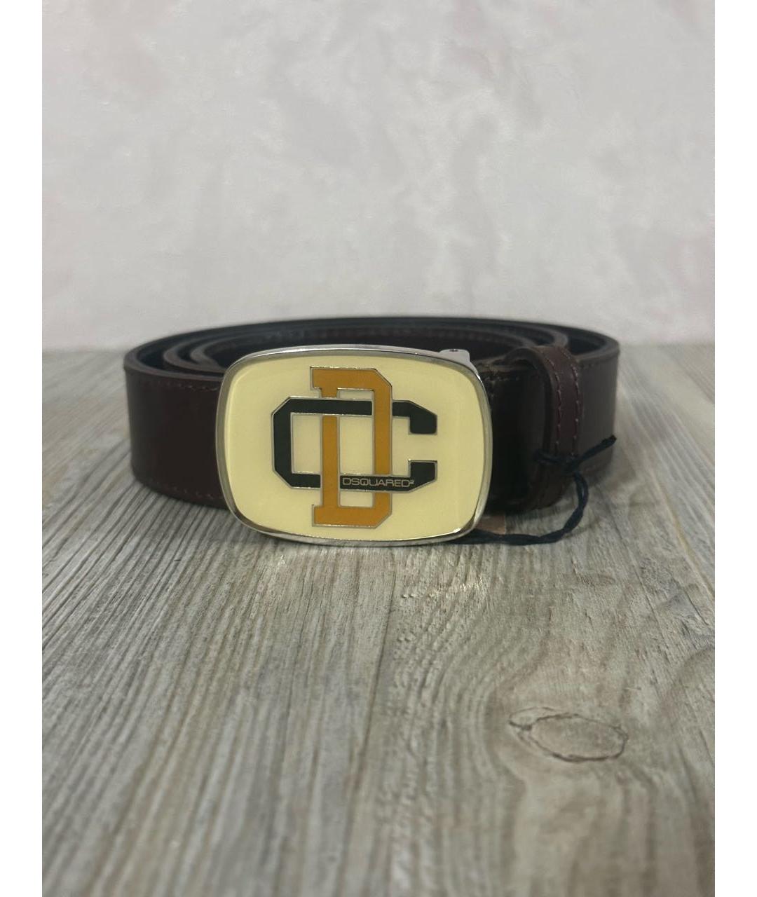 DSQUARED2 Коричневый кожаный ремень, фото 3