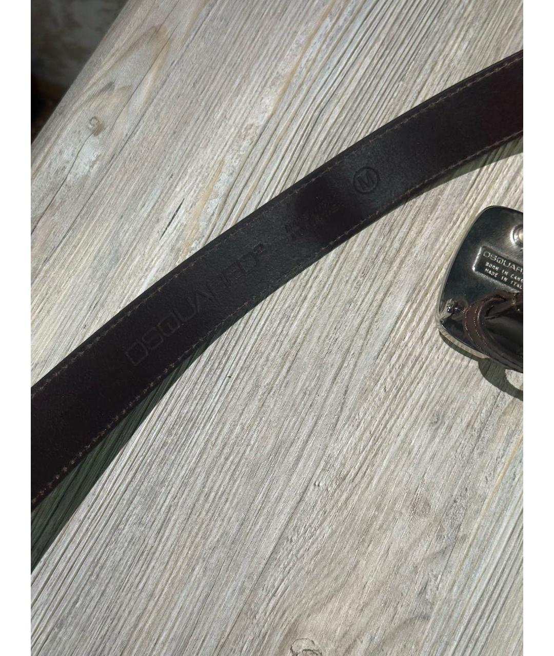 DSQUARED2 Коричневый кожаный ремень, фото 4