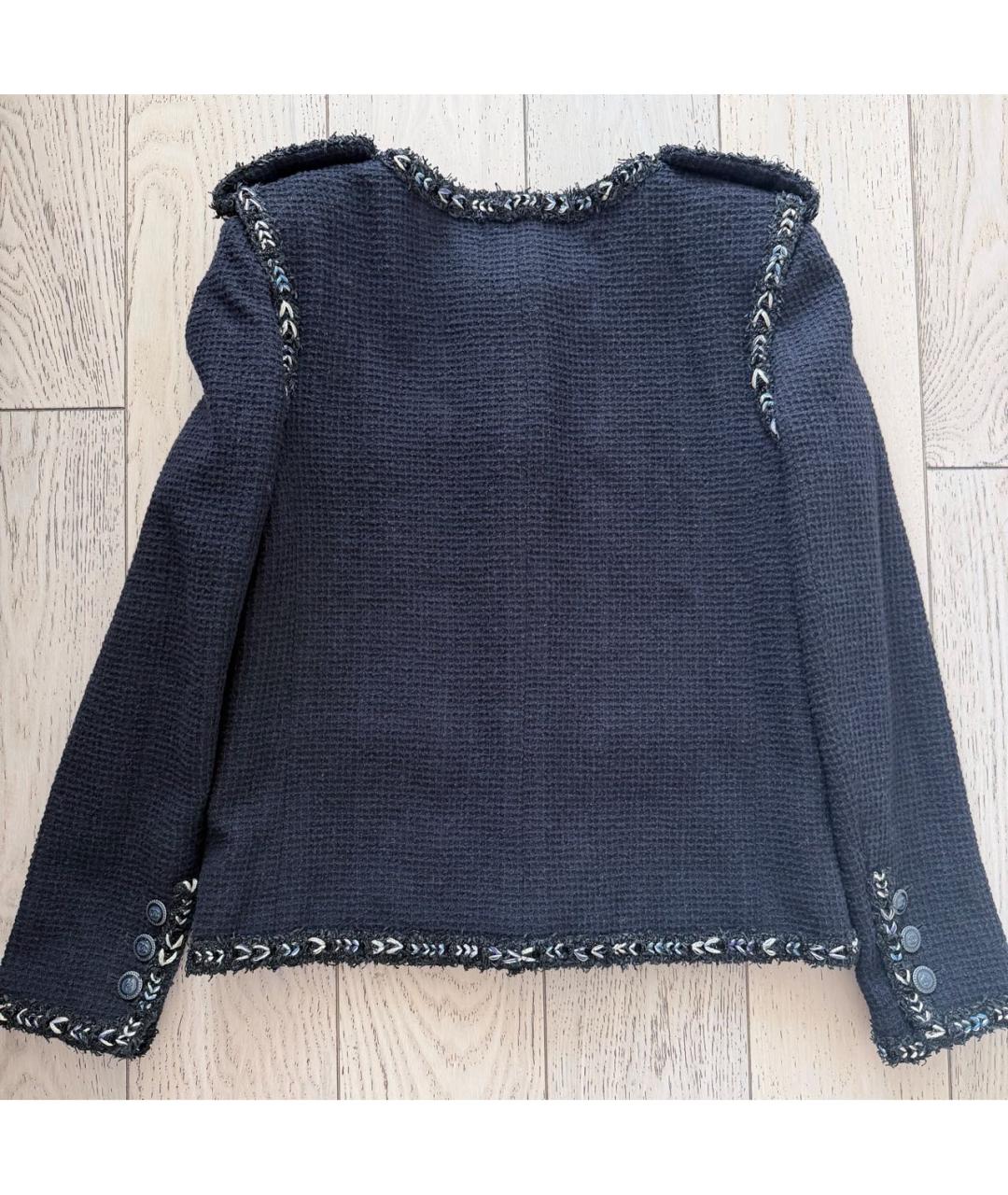 CHANEL Темно-синий шерстяной жакет/пиджак, фото 2