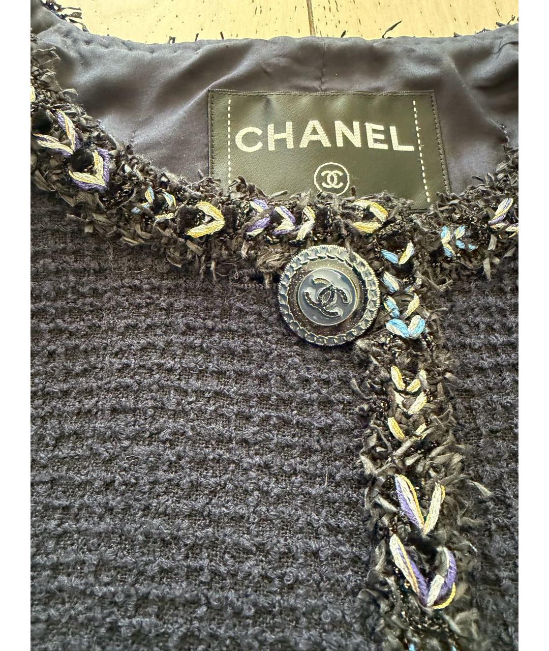 CHANEL Темно-синий шерстяной жакет/пиджак, фото 3