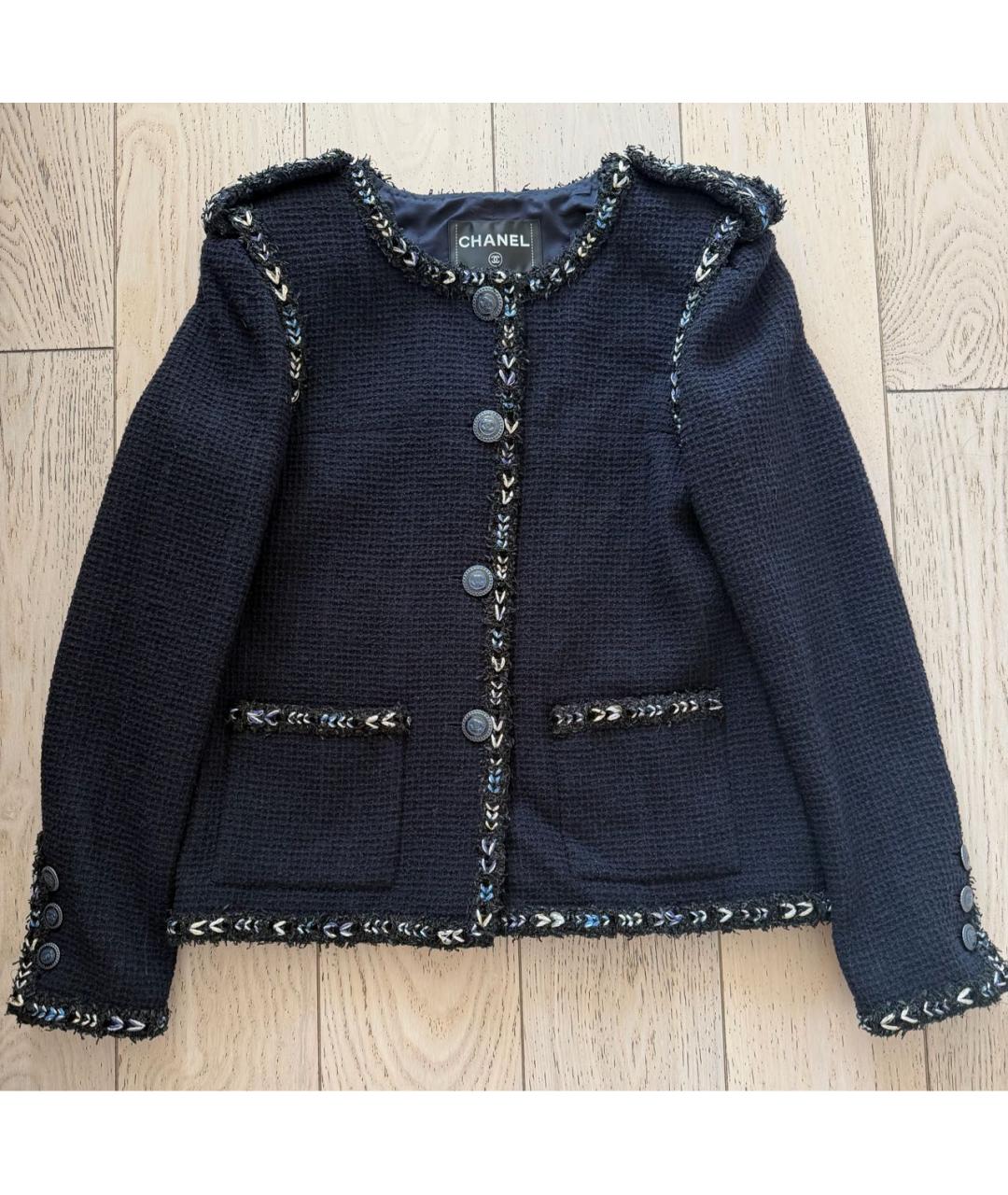 CHANEL Темно-синий шерстяной жакет/пиджак, фото 8