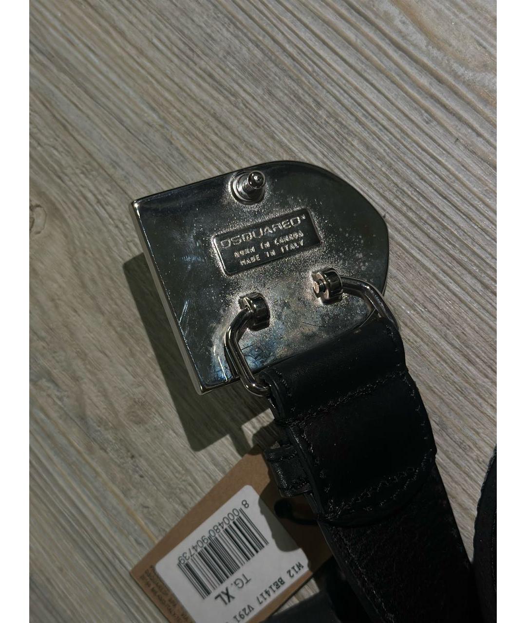 DSQUARED2 Черный кожаный ремень, фото 4