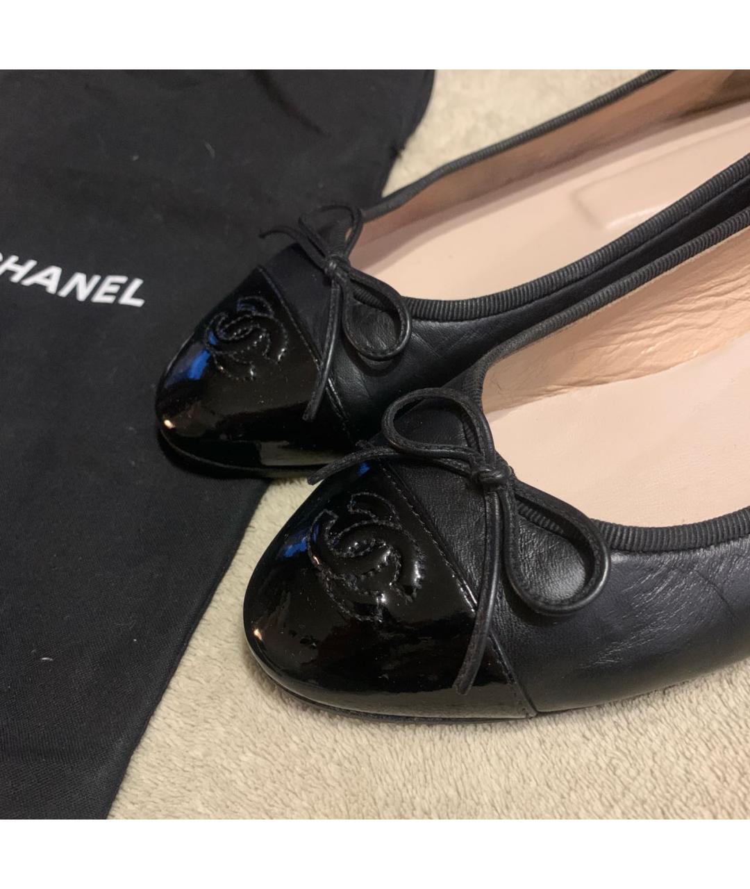 CHANEL Черные кожаные балетки, фото 6