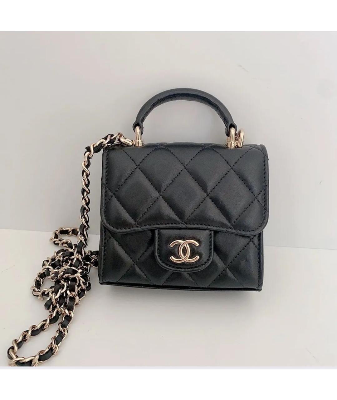 CHANEL Черная кожаная сумка через плечо, фото 8