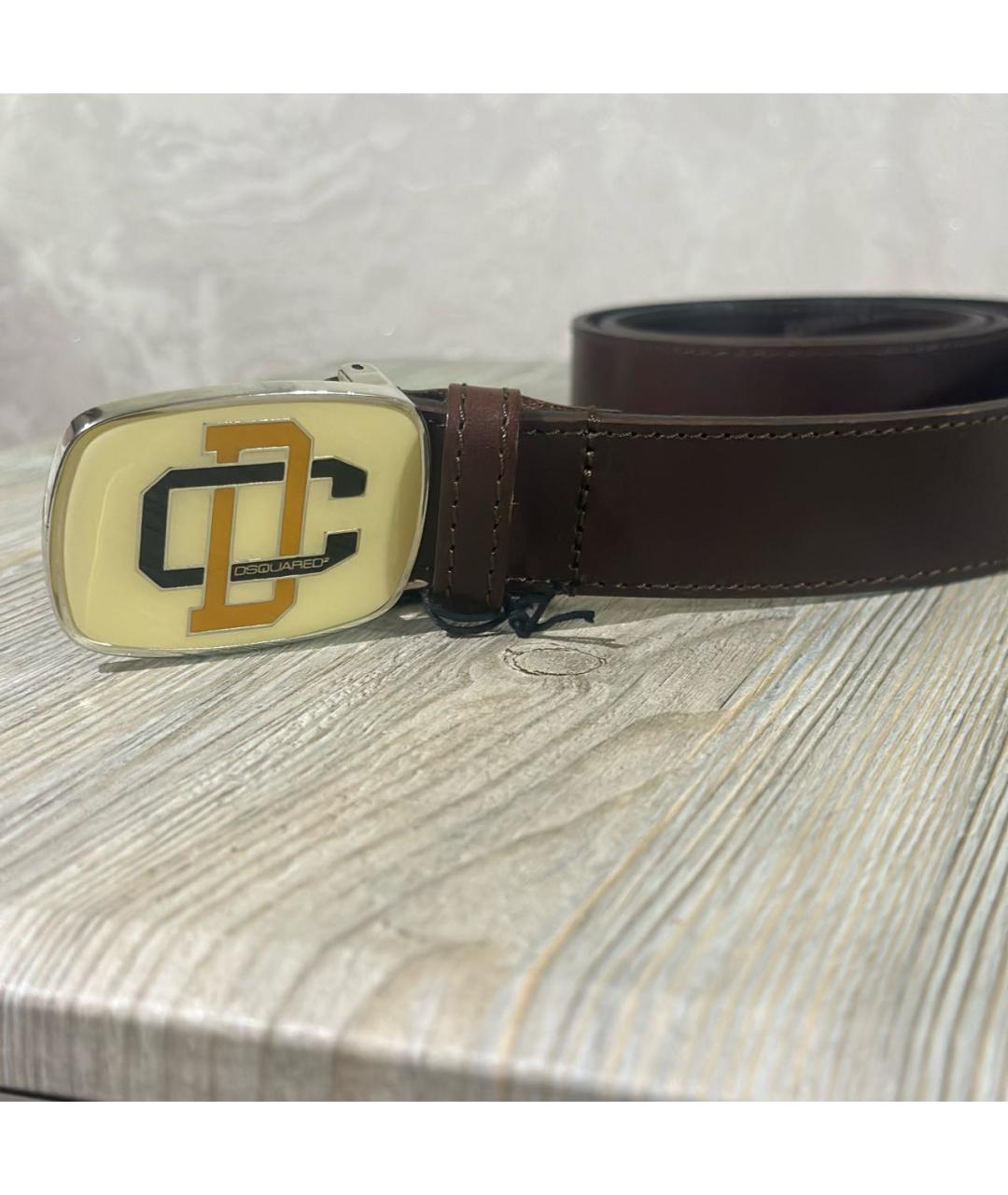 DSQUARED2 Коричневый кожаный ремень, фото 2