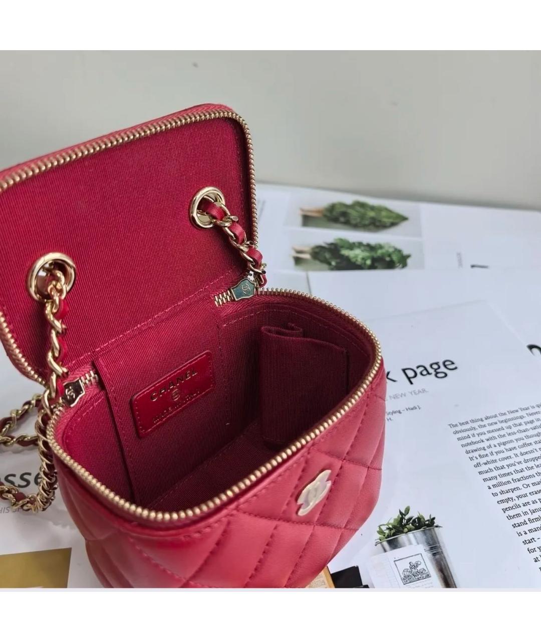 CHANEL Красная кожаная сумка через плечо, фото 8