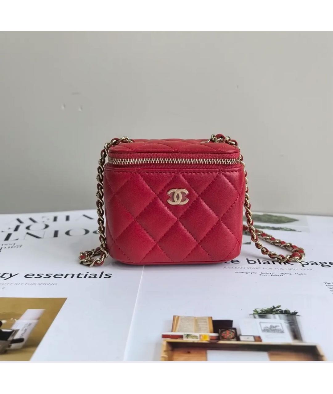 CHANEL Красная кожаная сумка через плечо, фото 9