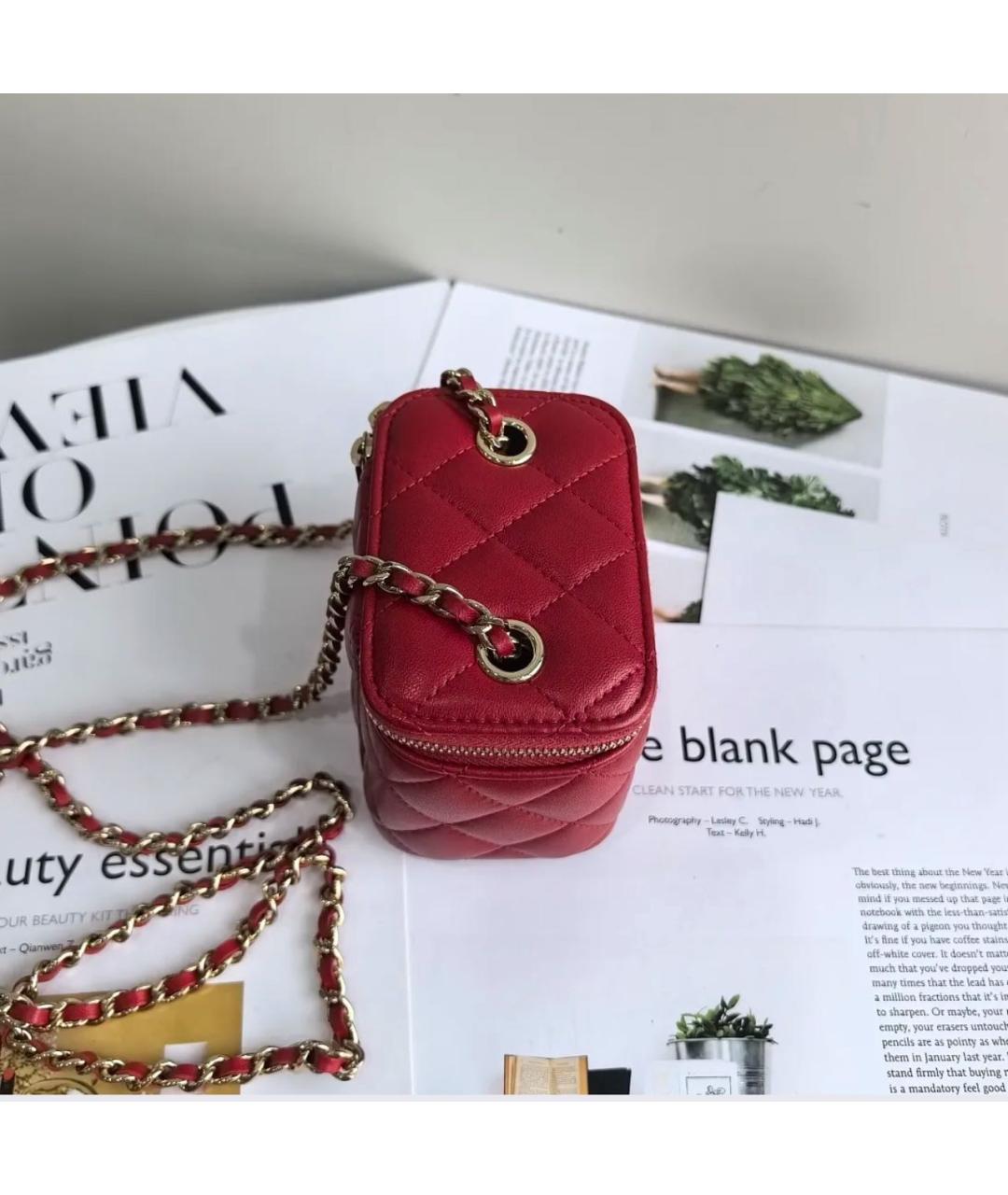 CHANEL Красная кожаная сумка через плечо, фото 6