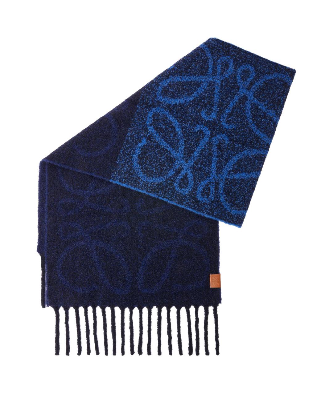 LOEWE Синий шерстяной шарф, фото 1