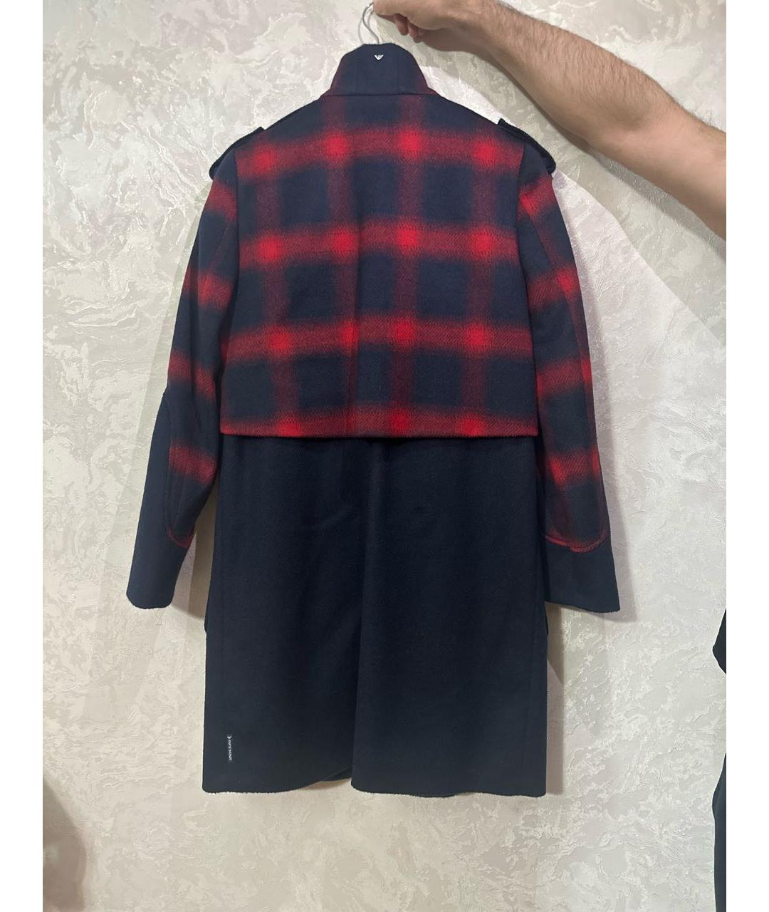 ARMANI JEANS Темно-синее шерстяное пальто, фото 2