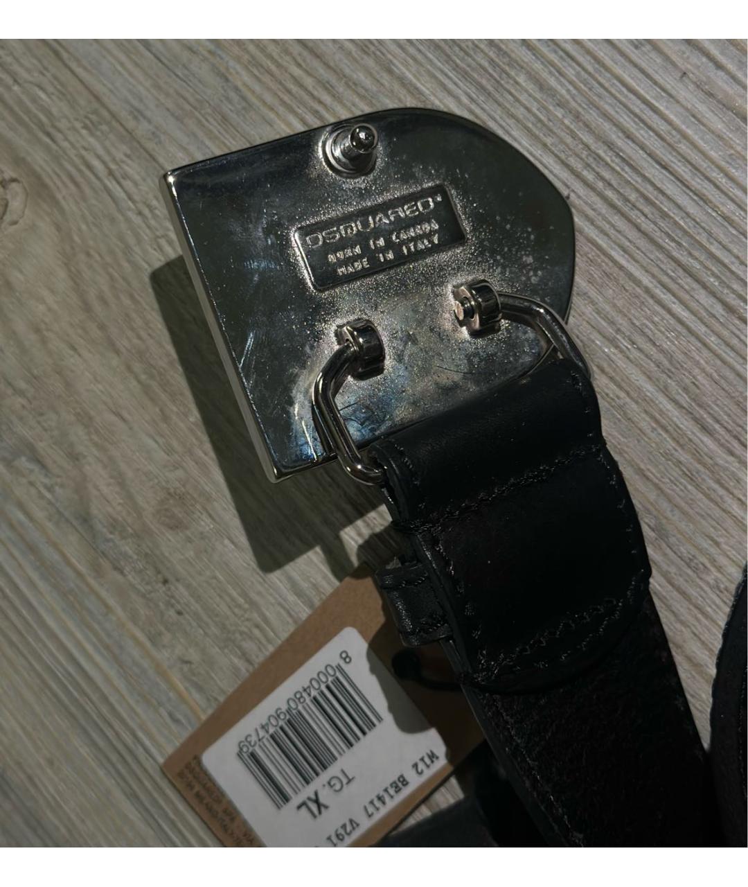 DSQUARED2 Черный кожаный ремень, фото 5