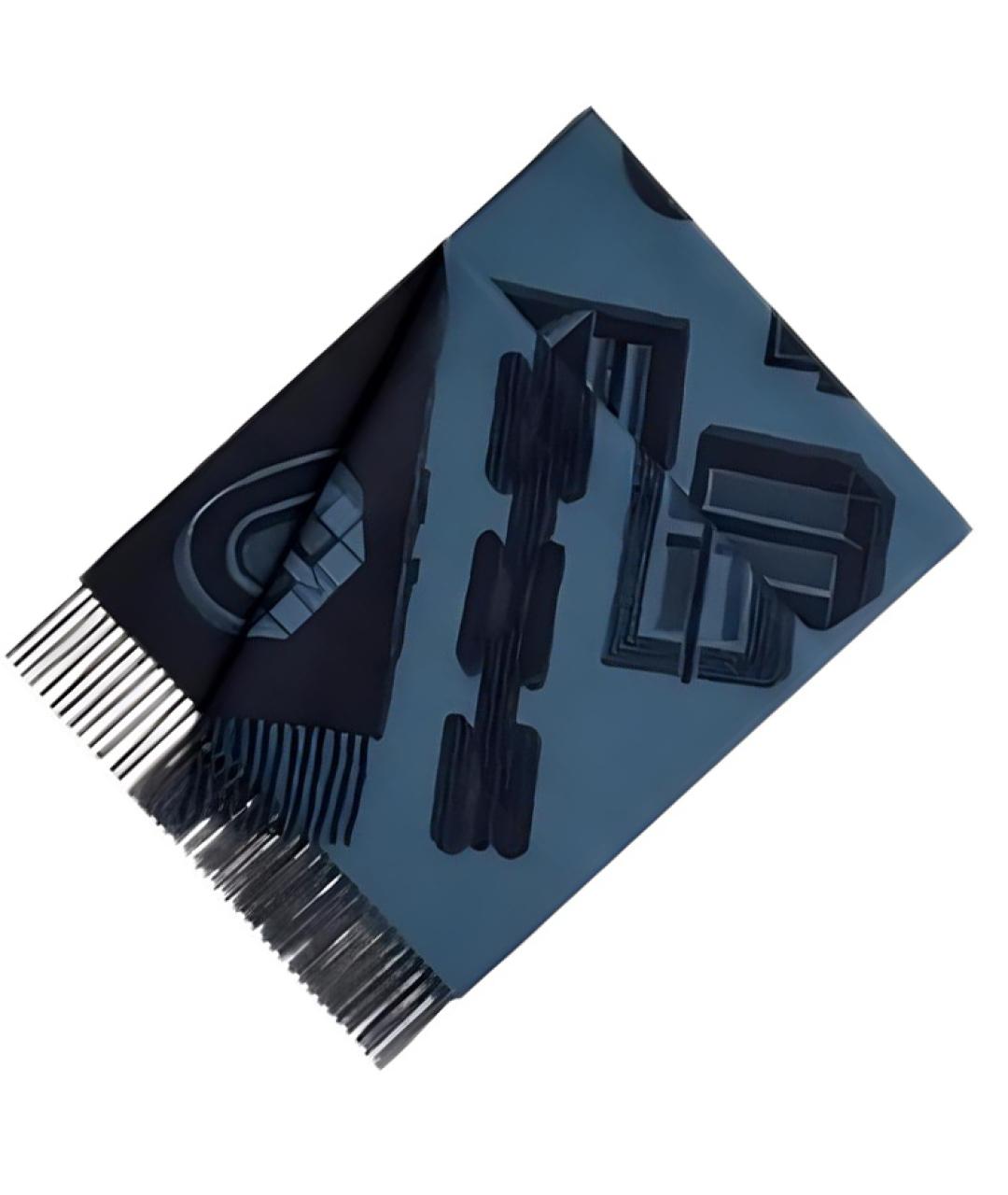 HERMES Синий кашемировый шарф, фото 3