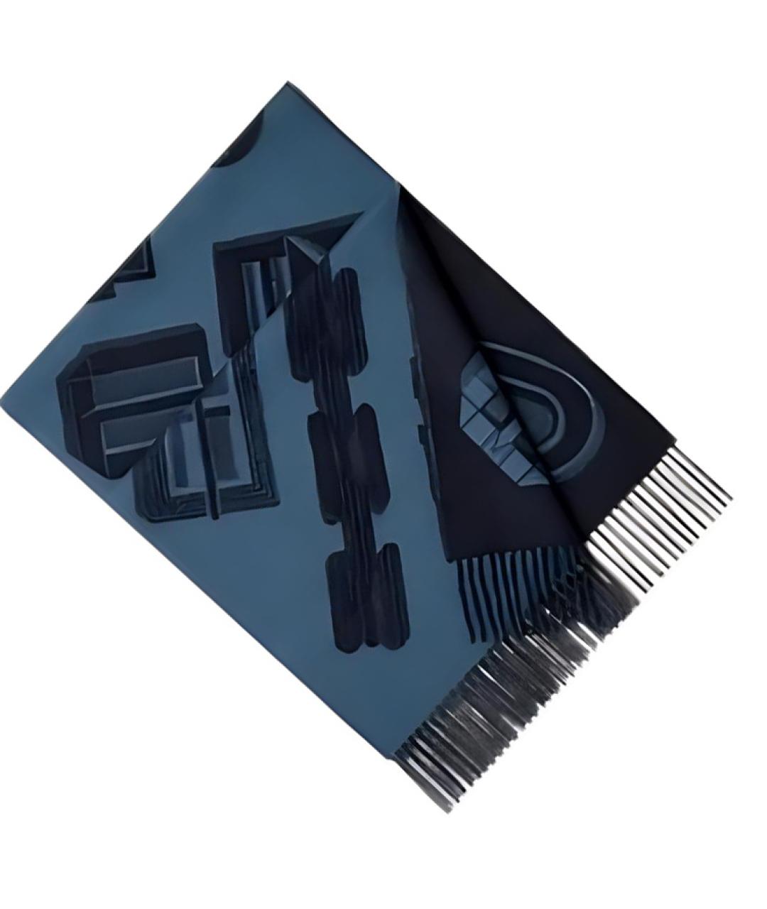 HERMES Синий кашемировый шарф, фото 2