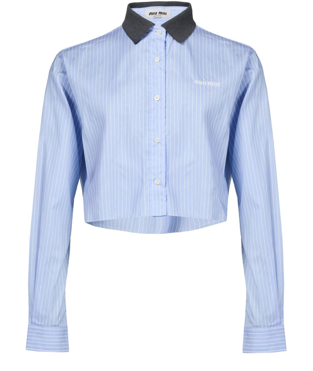 MIU MIU Голубая хлопковая рубашка, фото 10