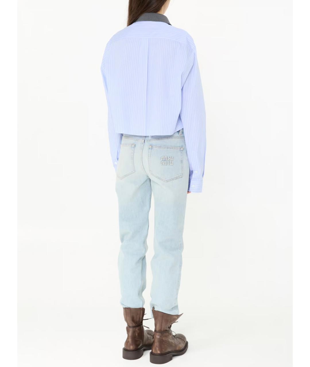 MIU MIU Голубая хлопковая рубашка, фото 9