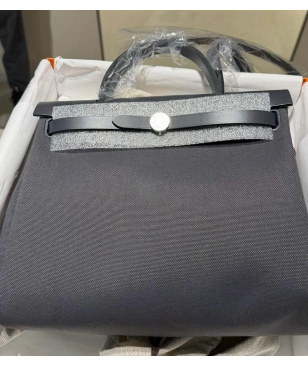 HERMES Антрацитовая тканевая сумка через плечо, фото 4