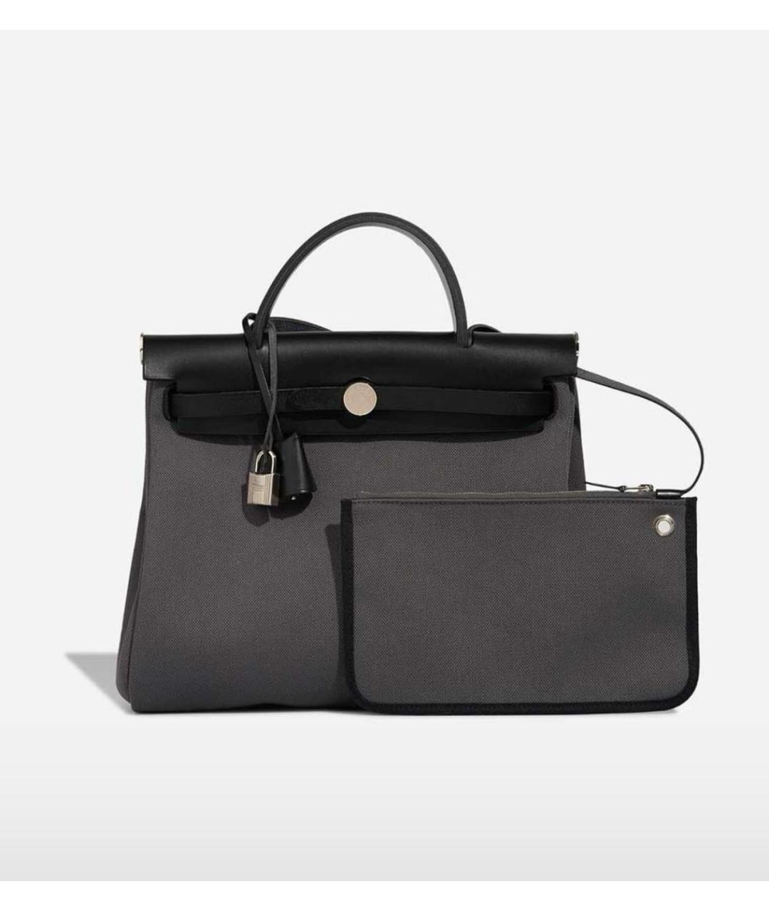 HERMES Антрацитовая тканевая сумка через плечо, фото 5