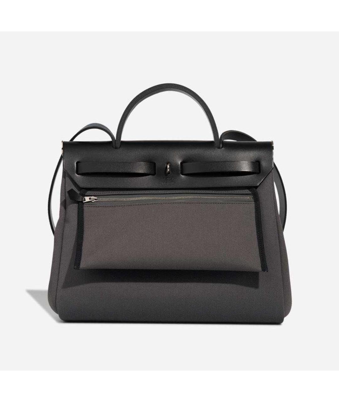 HERMES Антрацитовая тканевая сумка через плечо, фото 3