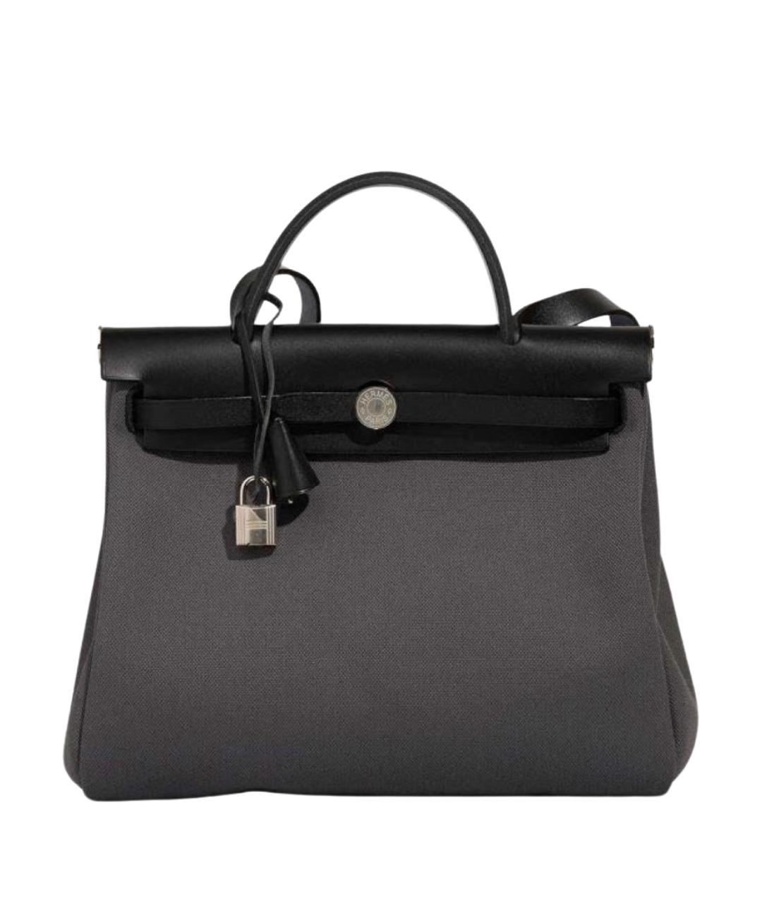 HERMES Антрацитовая тканевая сумка через плечо, фото 1