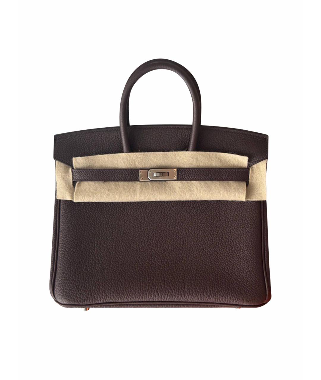 HERMES Коричневая кожаная сумка с короткими ручками, фото 1