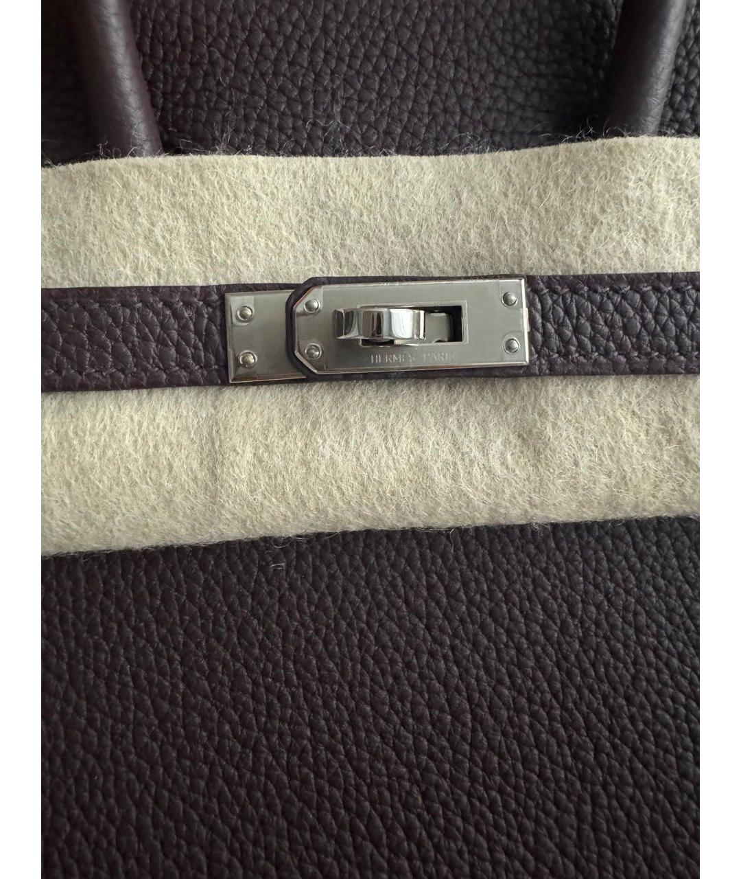 HERMES Коричневая кожаная сумка с короткими ручками, фото 5