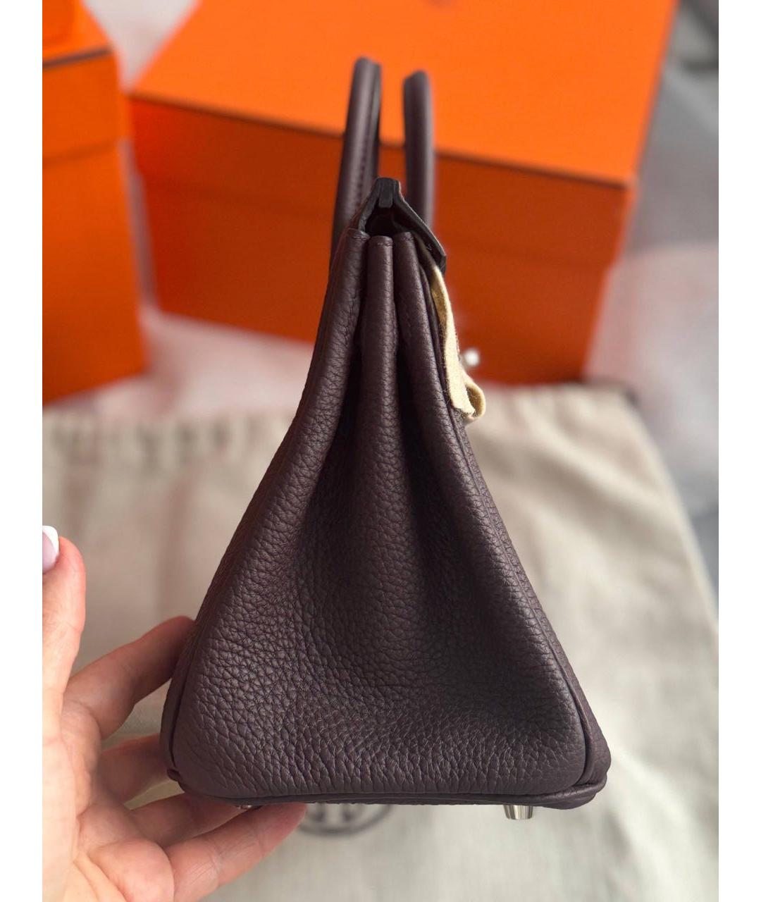 HERMES Коричневая кожаная сумка с короткими ручками, фото 8