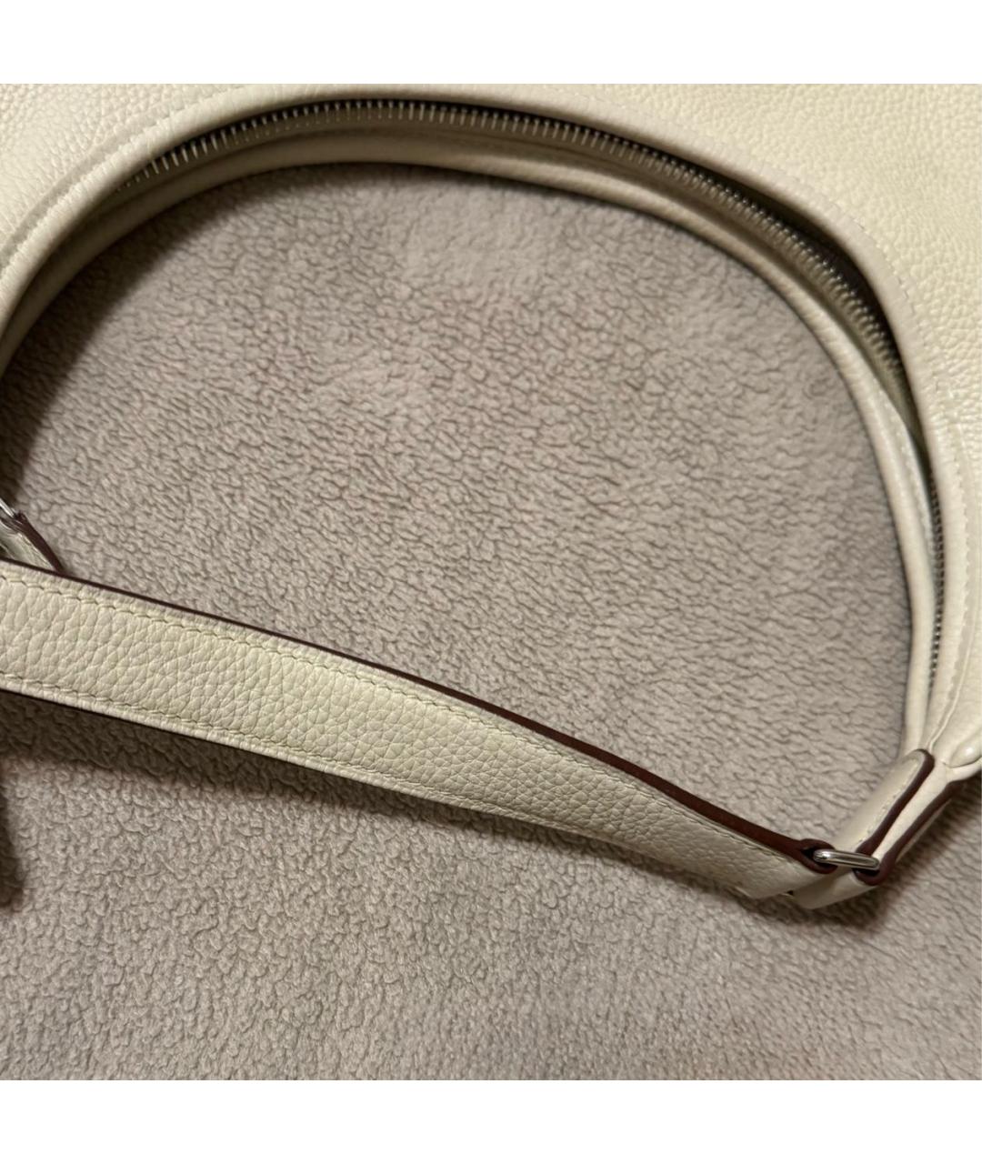 HERMES Бежевая кожаная сумка с короткими ручками, фото 3