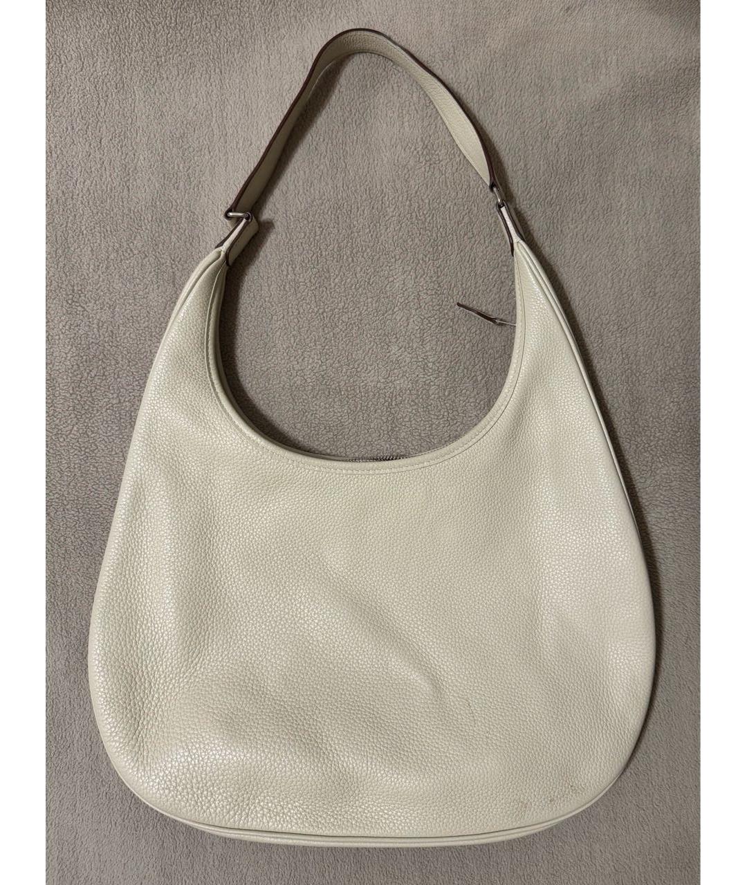 HERMES Бежевая кожаная сумка с короткими ручками, фото 5