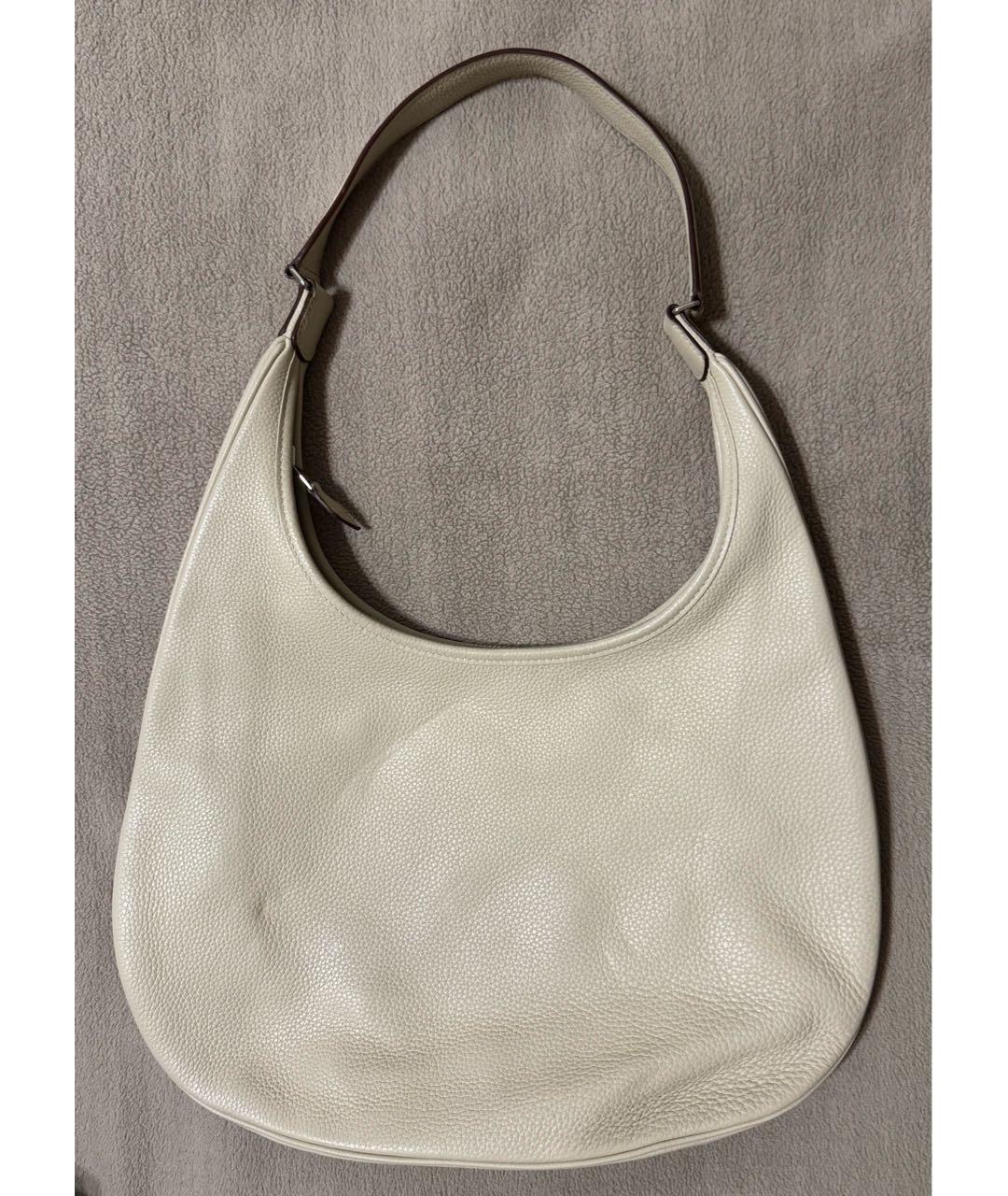 HERMES Бежевая кожаная сумка с короткими ручками, фото 2