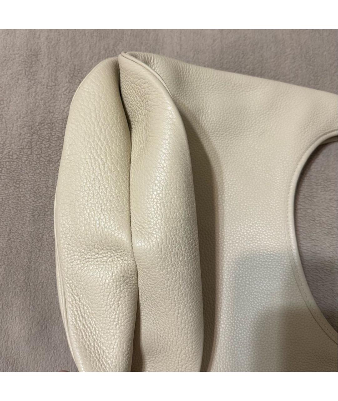 HERMES Бежевая кожаная сумка с короткими ручками, фото 4