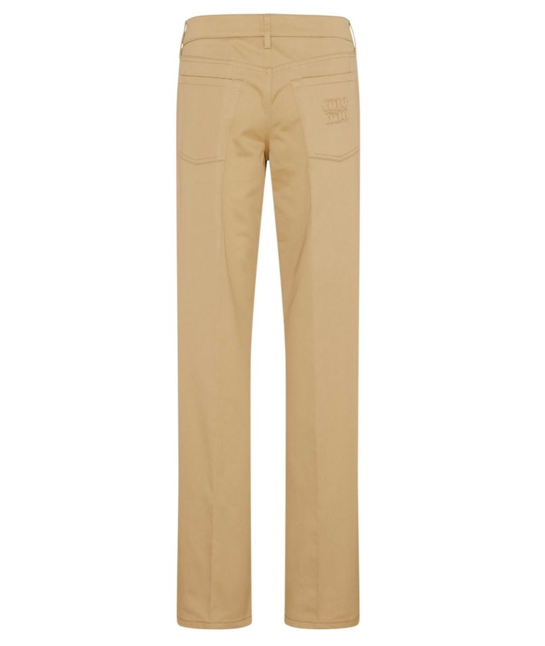 MIU MIU Бежевые прямые брюки, фото 3