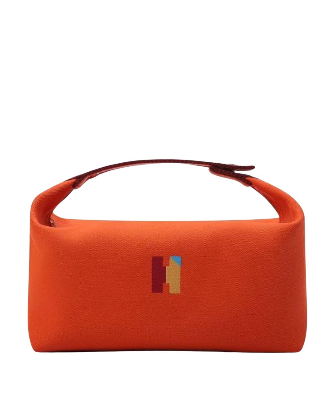 HERMES Оранжевая тканевая косметичка, фото 1