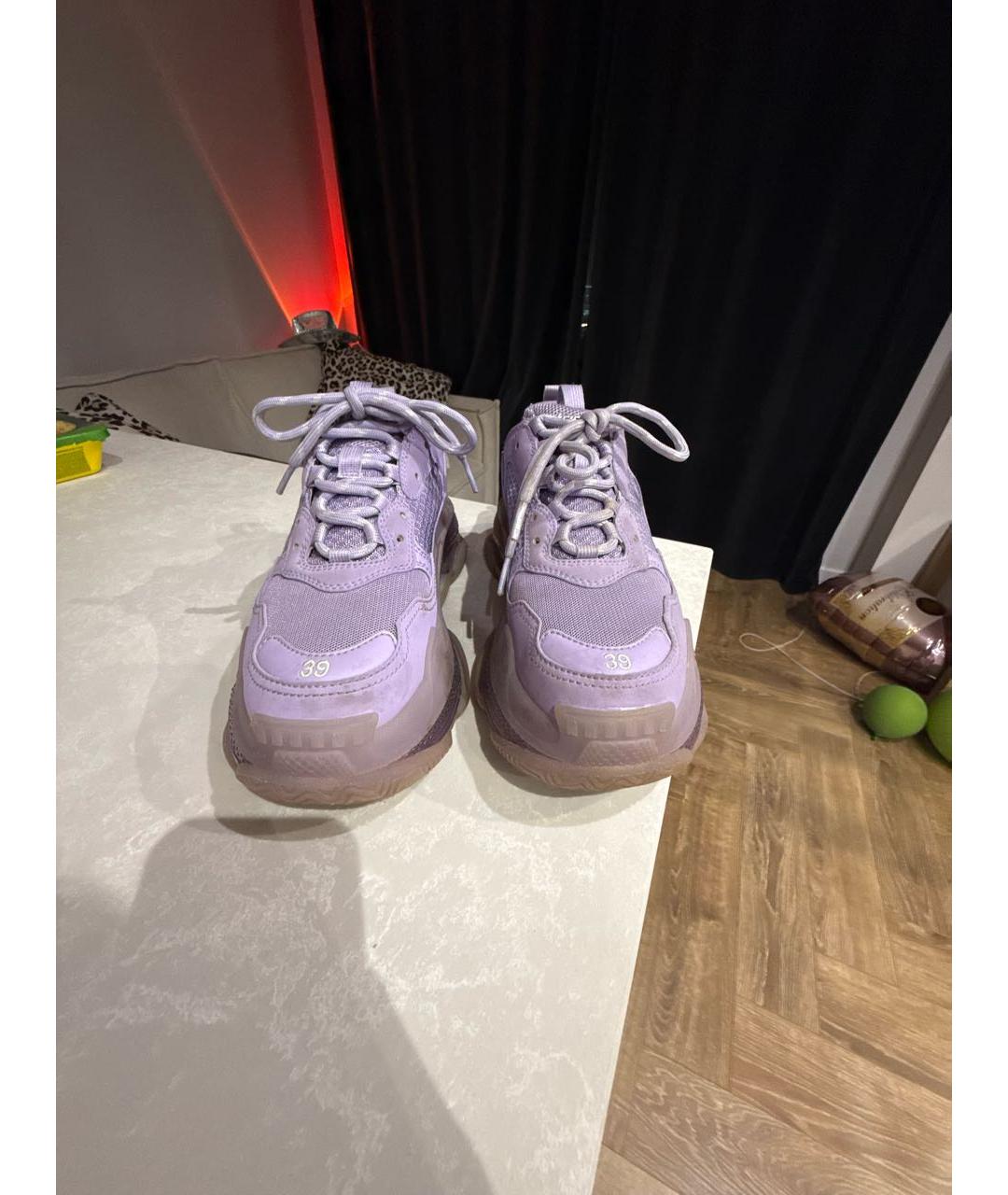 BALENCIAGA Фиолетовые текстильные кроссовки, фото 2