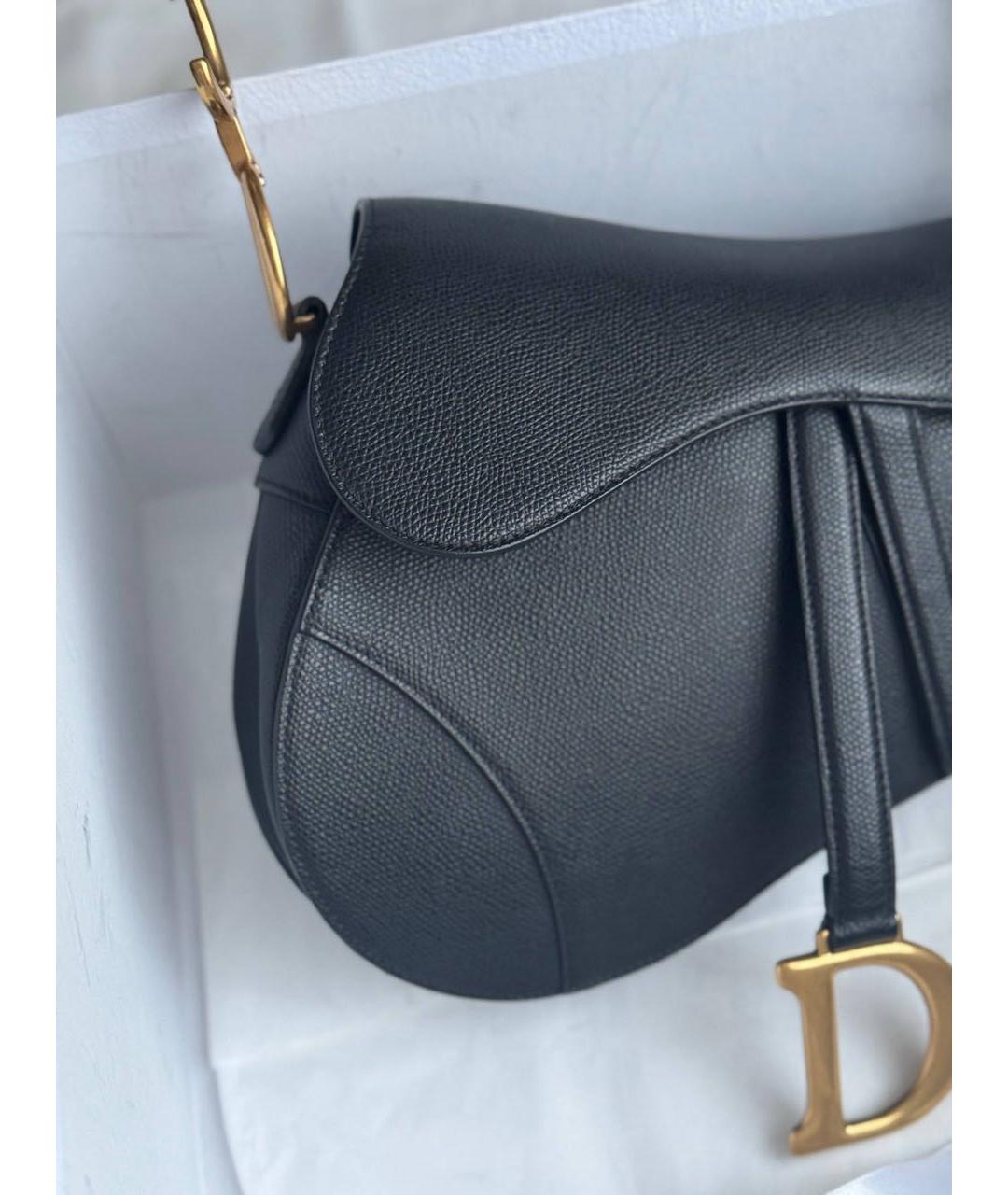 CHRISTIAN DIOR Черная кожаная сумка с короткими ручками, фото 8