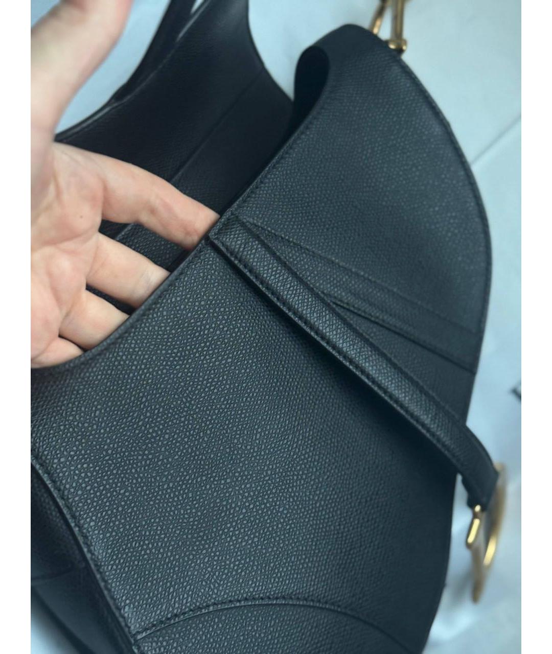 CHRISTIAN DIOR Черная кожаная сумка с короткими ручками, фото 3