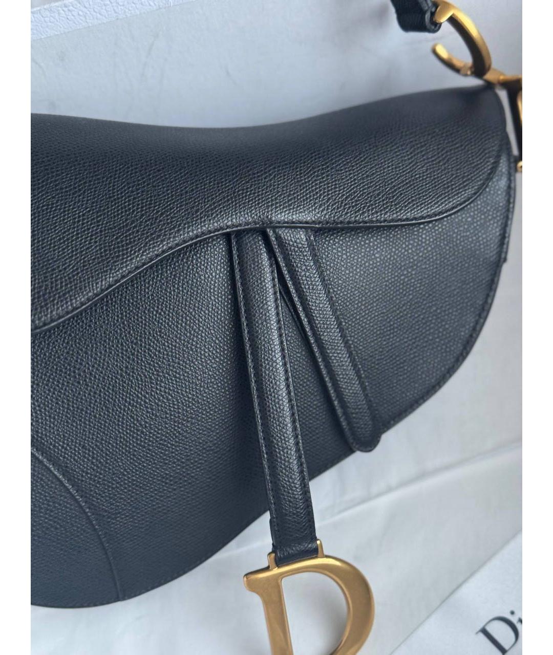 CHRISTIAN DIOR Черная кожаная сумка с короткими ручками, фото 7