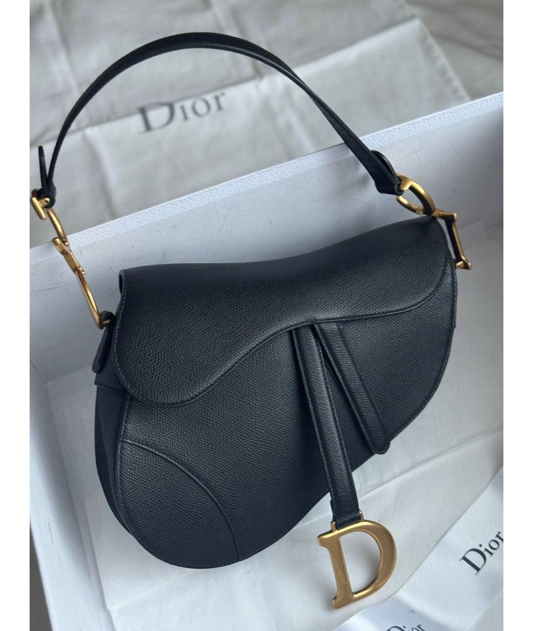 CHRISTIAN DIOR Черная кожаная сумка с короткими ручками, фото 9