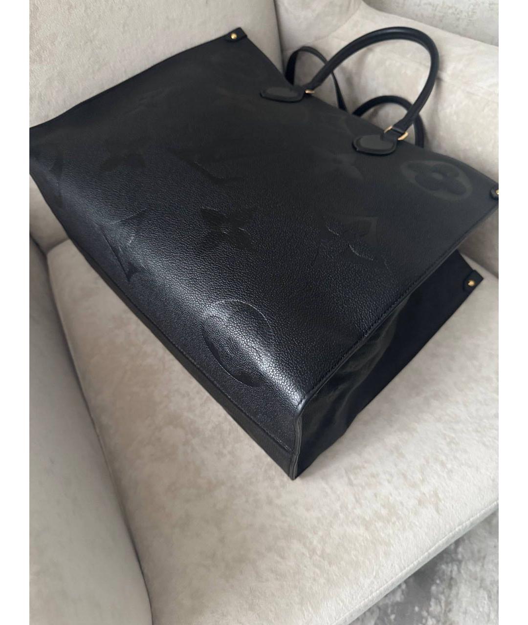 LOUIS VUITTON Черная кожаная сумка тоут, фото 5