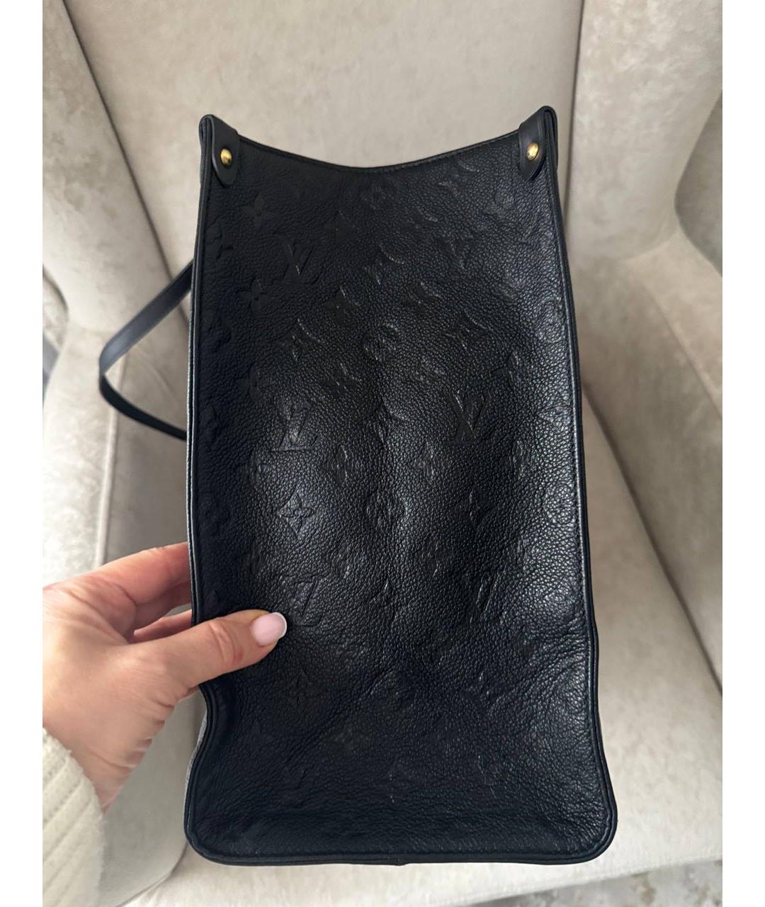 LOUIS VUITTON Черная кожаная сумка тоут, фото 4